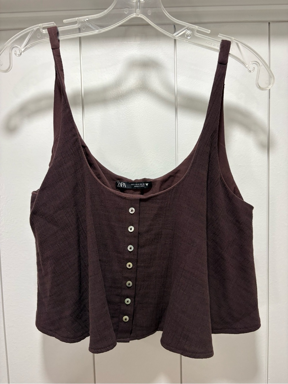 Zara Women's Button-Front Scoop Neck Tank Top brown size small